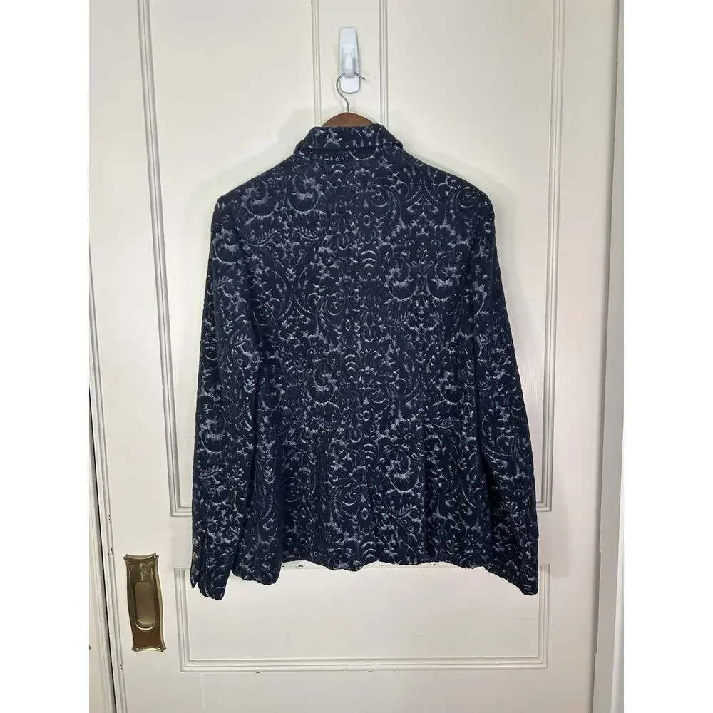Cabi Jacquard Textured Blazer Womens Size 12 Blue Classic Career Preppy - Picture 3 of 9